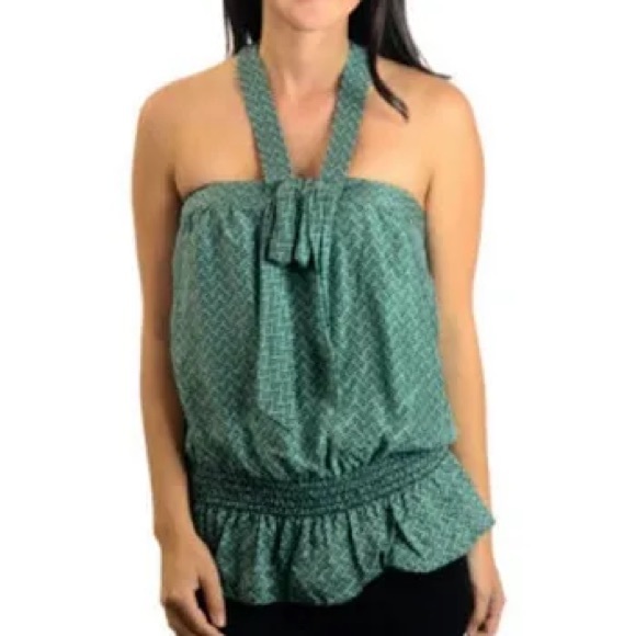 Nanette Lepore Tops - Nanette Lepore green silk halter blouse